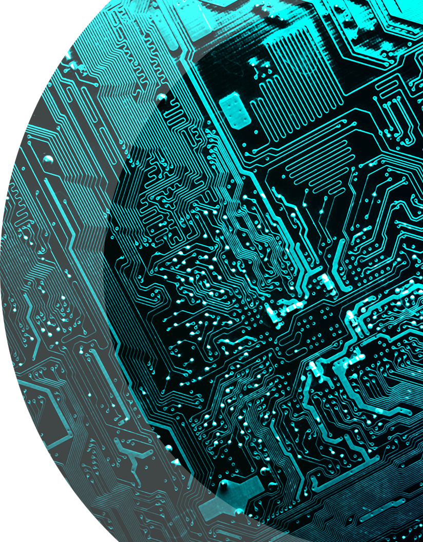 a curved image of a circuit board