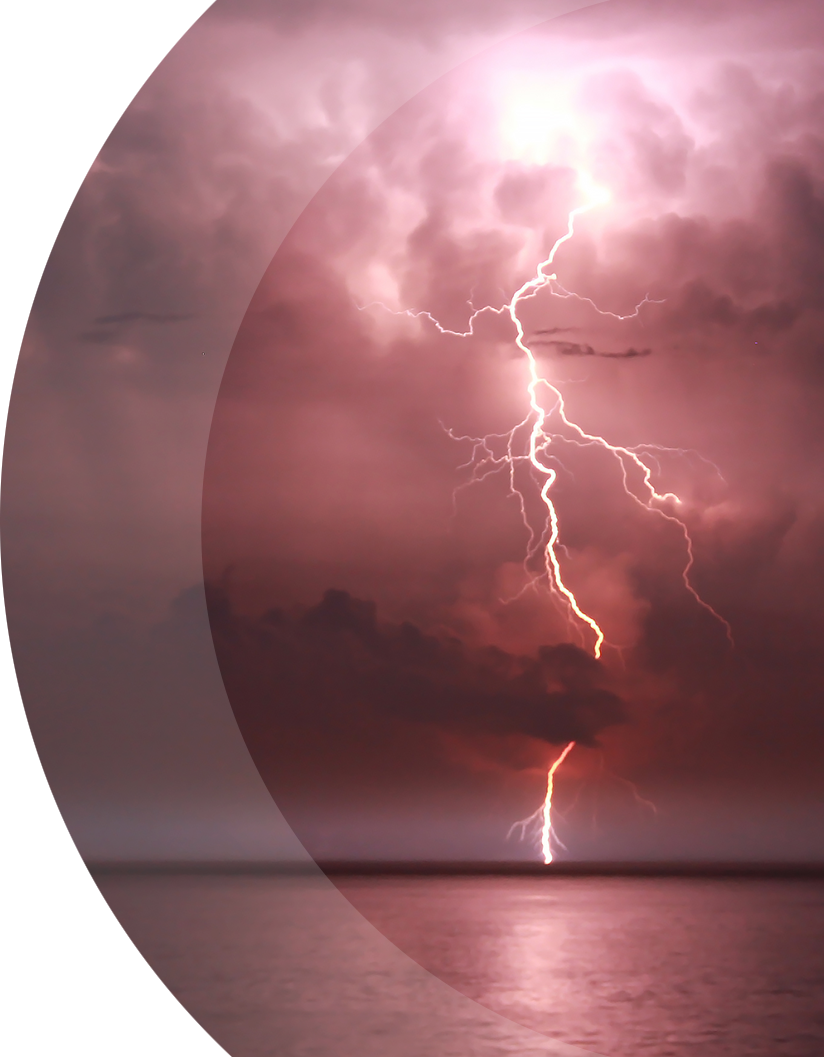 lightning over an ocean at night